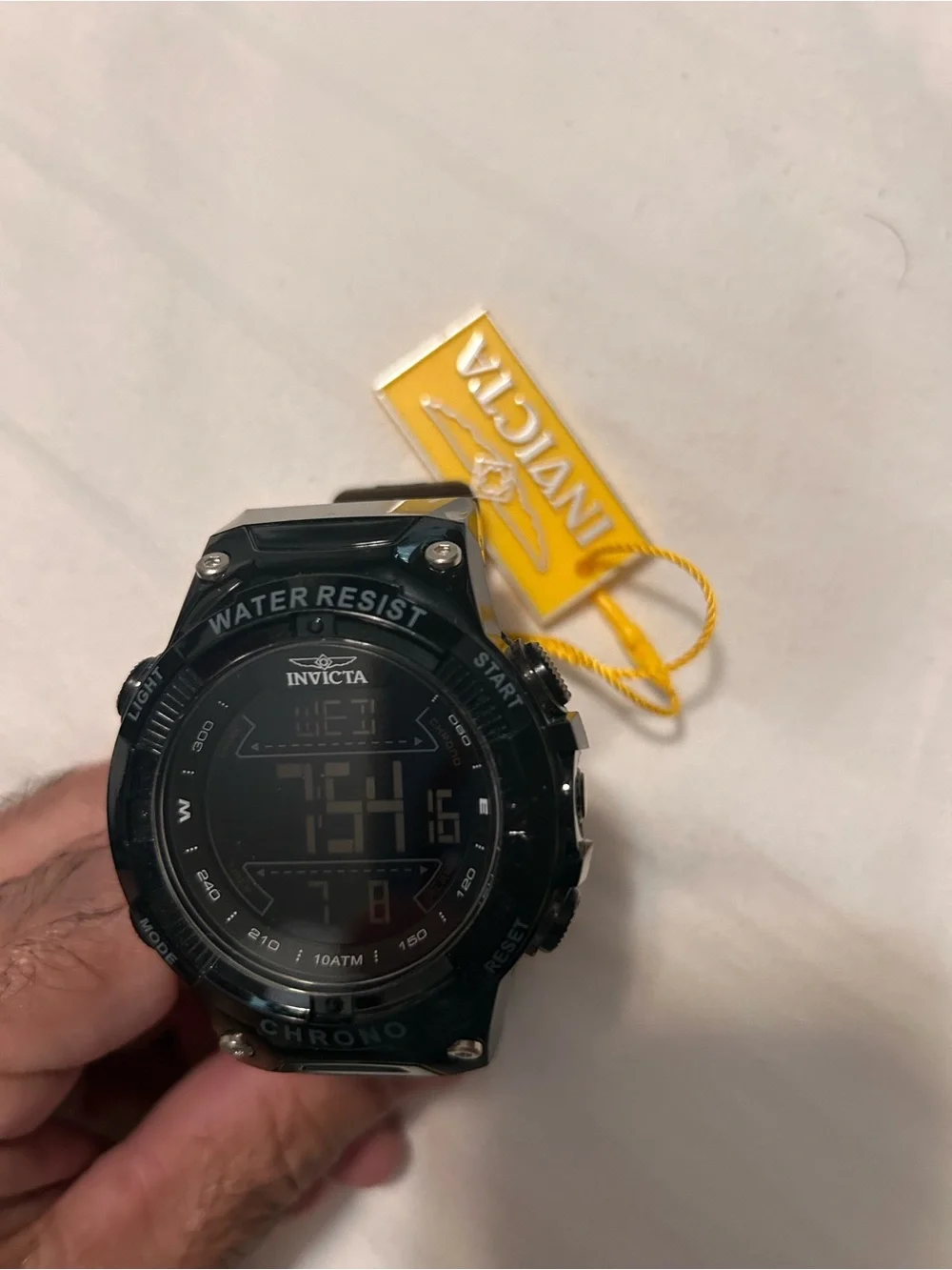 Invicta Black Watch with Yellow Box Accent